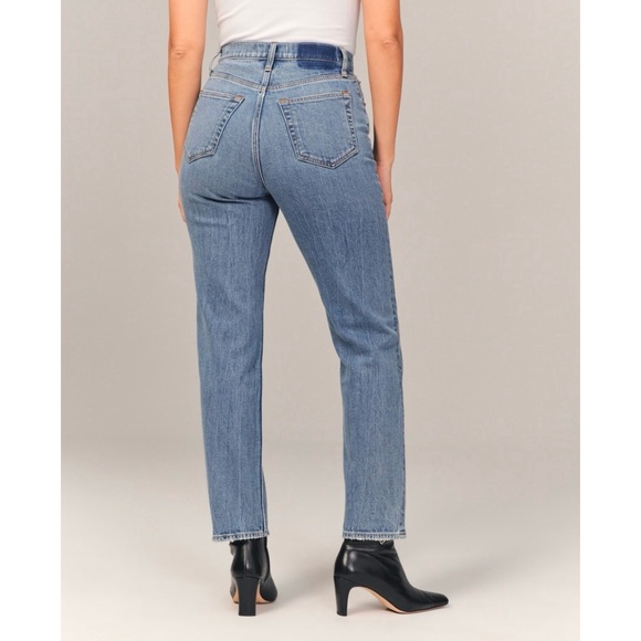 Abercrombie & Fitch Denim - abercrombie curve love ultra high rise ankle straight jean in medium destroy